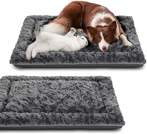 Paquete de 2 camas para perros grandes, medianos y pequeños, cama rectangular reversible para perros, sofá cama ortopédica lavable y duradera para
