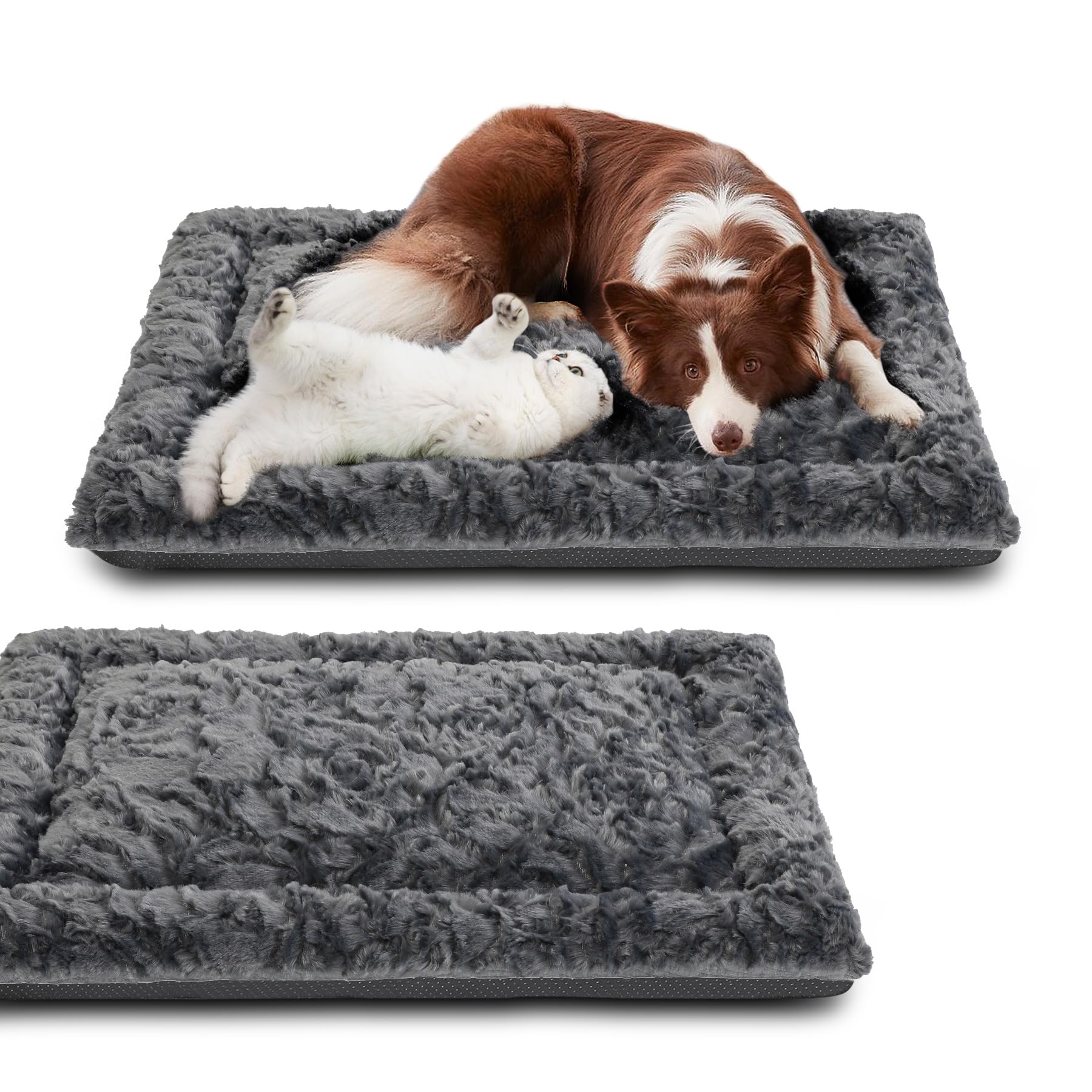 VITONIS Lit Orthopédique pour Chien 2 Pièces Taille XL 104x68 cm, Coussin en Polaire Chaud et Antidérapant, Couverture de Chien Lavable