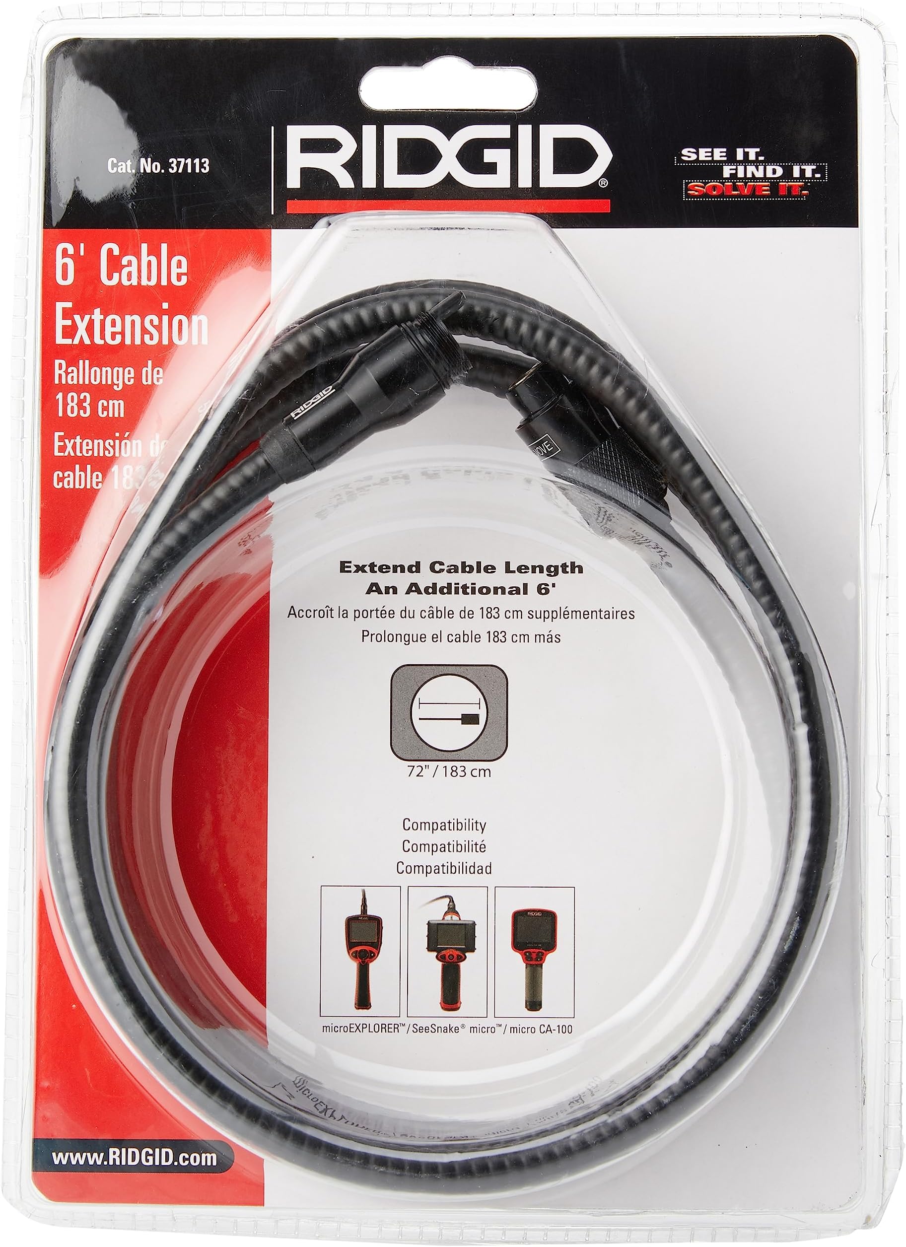 Ridgid 37113 Micro Extension Cable, 6-foot SeeSnake Universal Cable