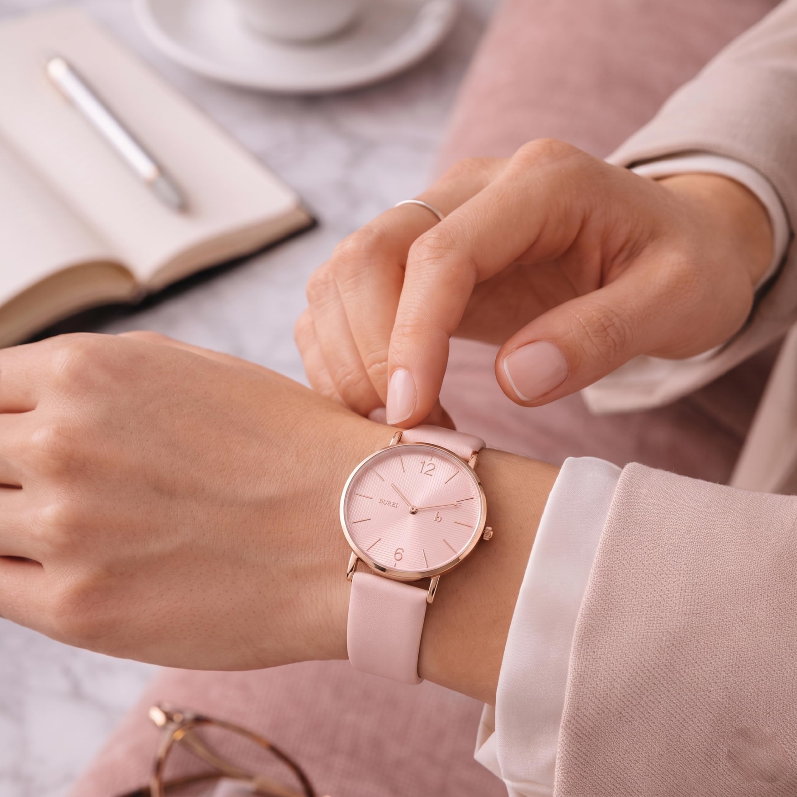 BUREI Ultradünne Damenuhr Minimalistisches Japanisches Klassisch delstahl Armbanduhr Damen Geschenke für Frauen