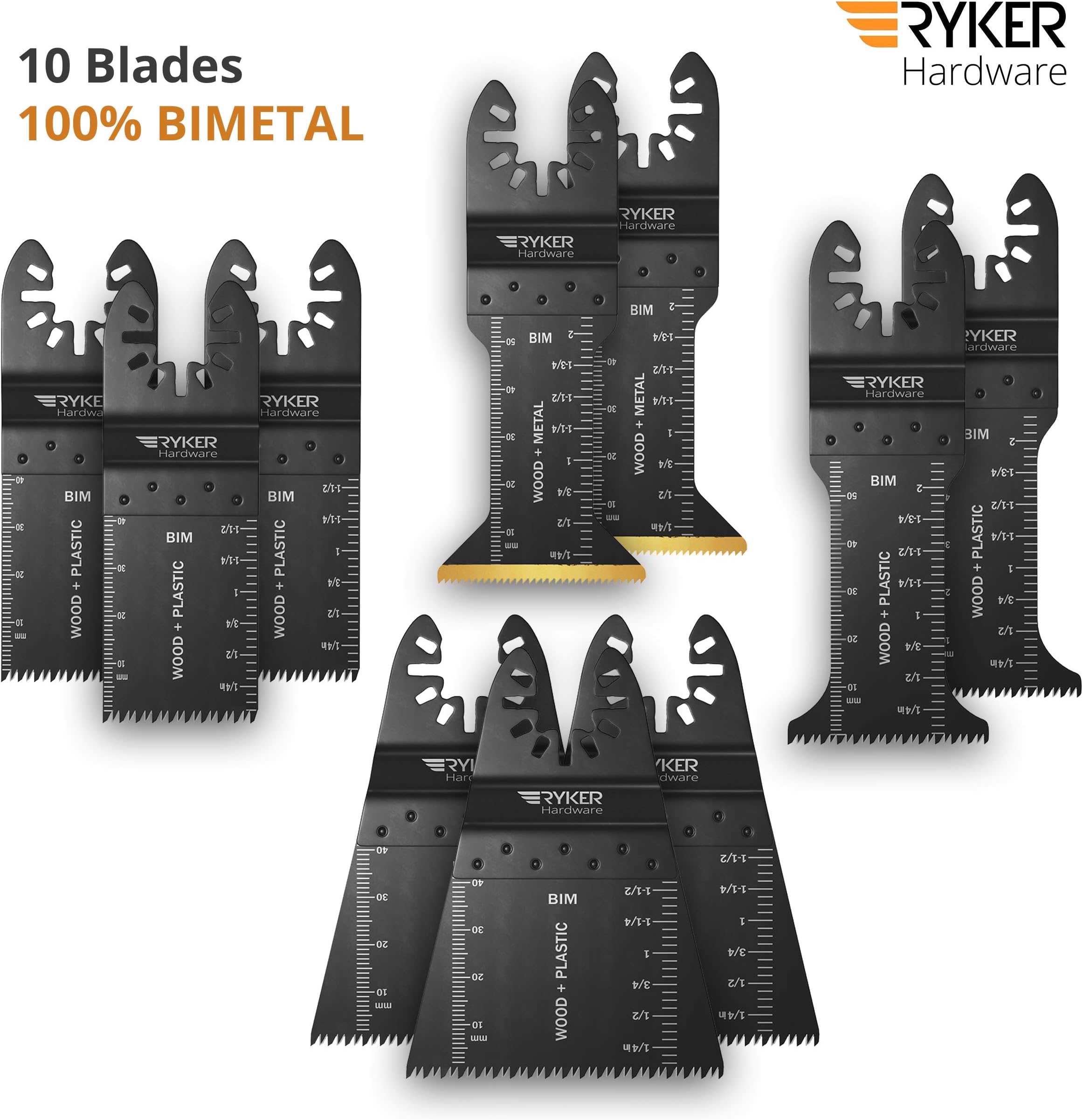 Quick Release Oscillating Saw Blades - Platinum Pack Multitool Bi-Metal Blade for Fein Multimaster, Dewalt, Bosch, Dremel Multi Max, Milwaukee, Makita, Rockwell Sonicrafter, Porter Cable Power Tool