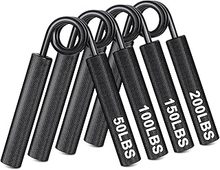 POSKOU Hand Grip Strengthener 4pcs Set Metal Grip Strength Trainer No Slip Wrist Forearm Strengthener Hand Gripper for Home Gym (50LBS,100LBS,150LBS,200LBS)