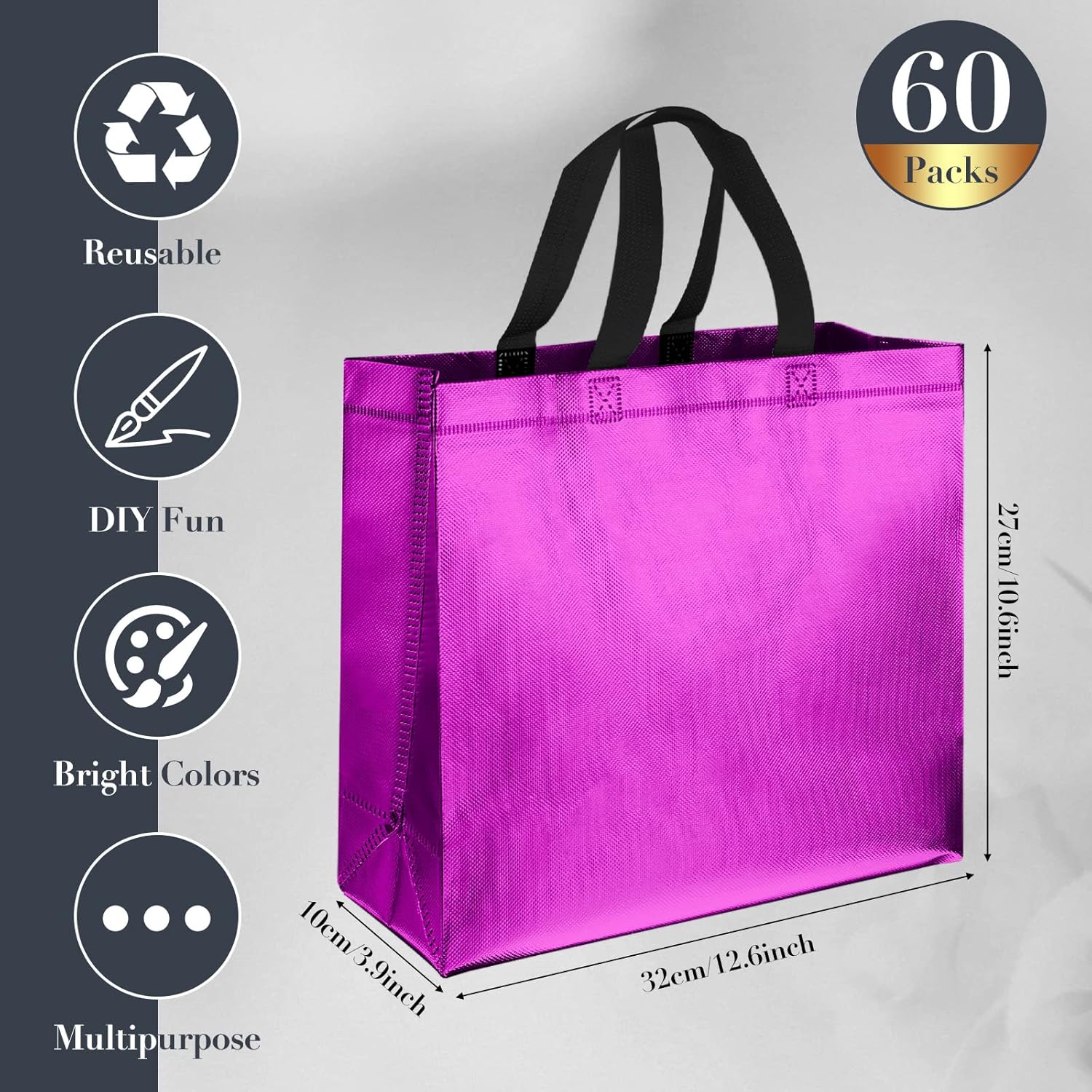 Eccliy 60 Pcs Reusable Gift Tote Bags Housekeeping Appreation Grocery Shopping Bag with Handles for Bridesmaid Wedding(Multicolored) - Image 3