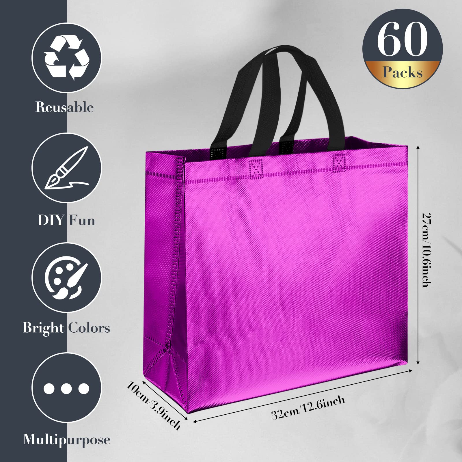 Eccliy 60 Pcs Reusable Gift Tote Bags Cna Week Gifts 2025 Grocery Shopping Bag with Handles Thank You for Bridesmaid Wedding(Multicolored)