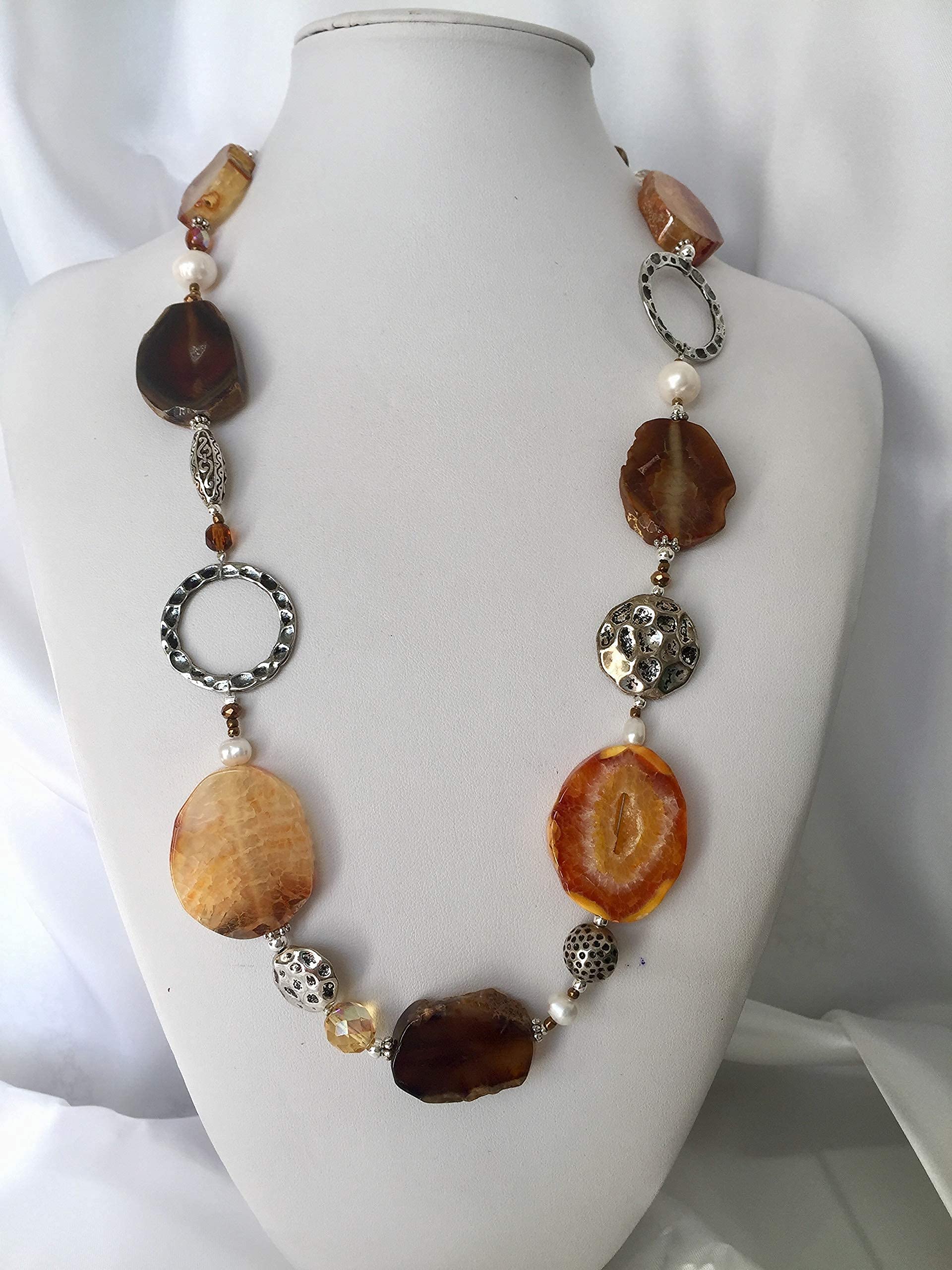 Collana lunga Donna in Pietre Dure "Zafferana", regolabile