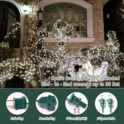 Miniatura 2 de LAMPHOME Red de luces LED de Navidad para exteriores, 150 luces LED de 6 x 4 pies, tira de luces de malla de hadas conectables al aire libre para