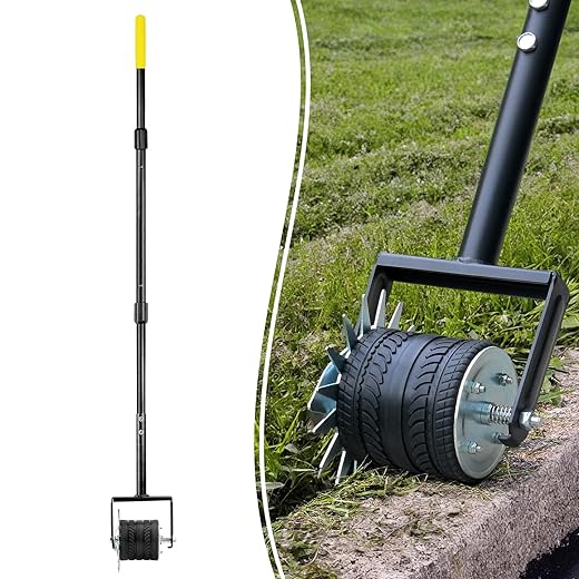 Colwelt Wheel Rotary Edger Lawn Tool 59’’, Manual Grass Edger Tool with Wheel with Extra-Wide Rubber Wheel, Garden Edger with Reinforced Bracket, Rotary Edging Tool for Landscaping Sidewalks Driveways