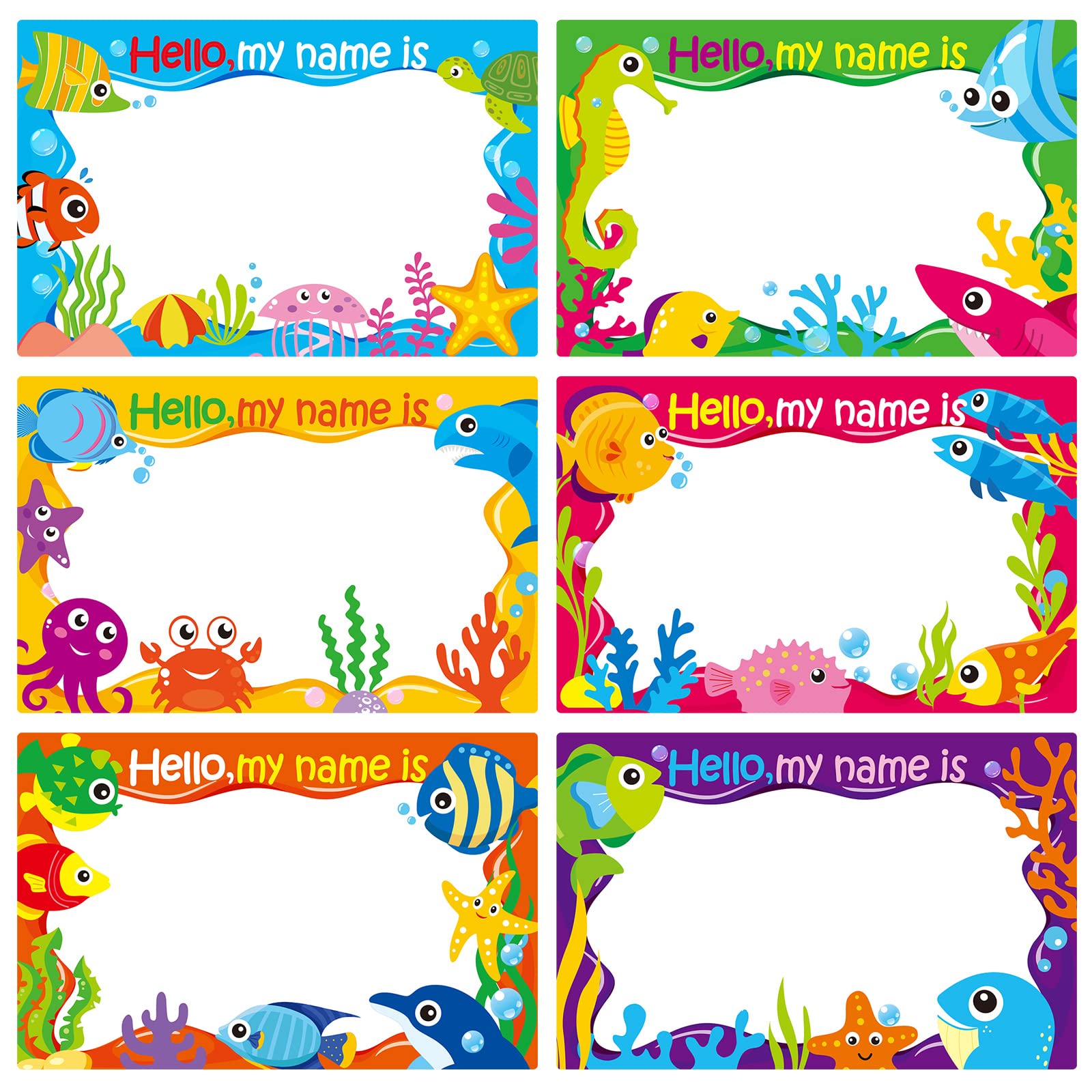 Amazon.com: 300 Pcs Sea Buddies Name Tags Classroom Self Adhesive Name Tags  3.5 x 2.5 Inches Gift Labels Stickers or Themed Party School Office Home  Gift, 6 Designs : Office Products