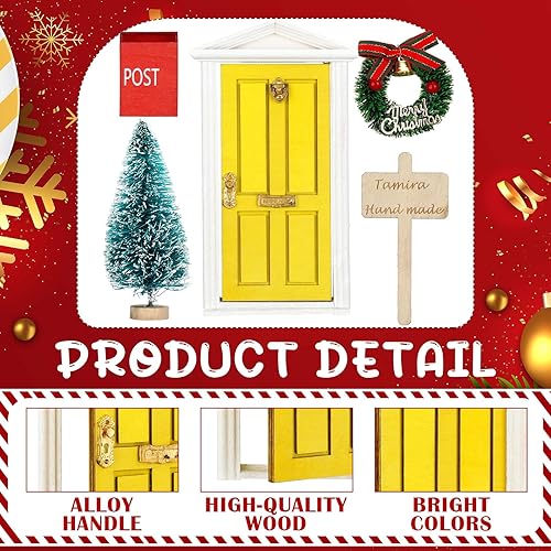 Miniatura 5 de Hungdao 20 piezas de puertas de hadas de elfo de Navidad para decoración de puertas encantadas de hadas, decoración de Navidad al aire libre,