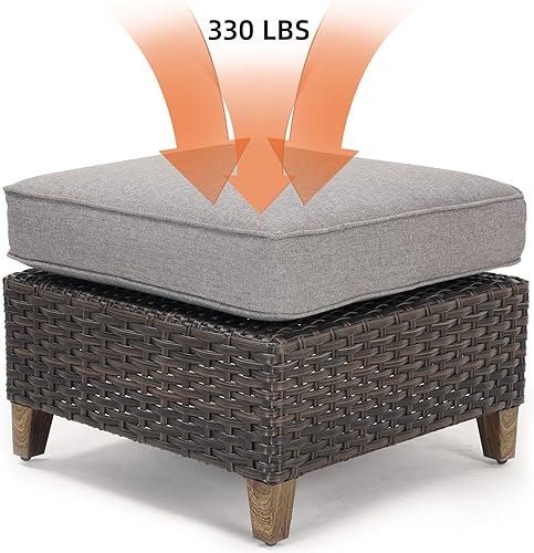 Miniatura 3 de Grand patio Muebles de exterior, sofá modular de mimbre para patio, sofá individual con cojines gruesos para terraza, porche, piscina, jardín