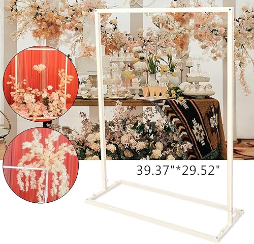 Miniatura 5 de Arco de globos de arco de boda blanco, accesorios de fotografía de hierro cuadrado para decoración de boda, soporte de arco de jardín, arcos de boda