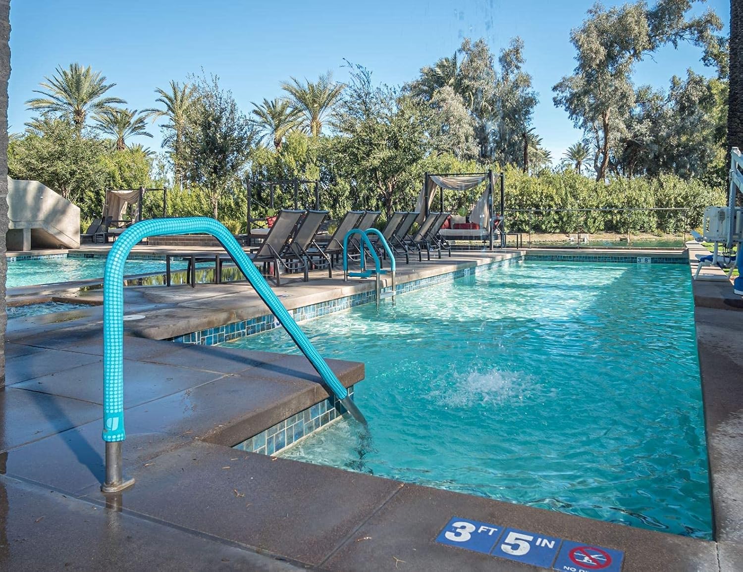 Indian Teal KoolGrips Comfort Swimming Pool and Spa Ladder Handrail Grip - 4 Foot (1.9 inches diameter)