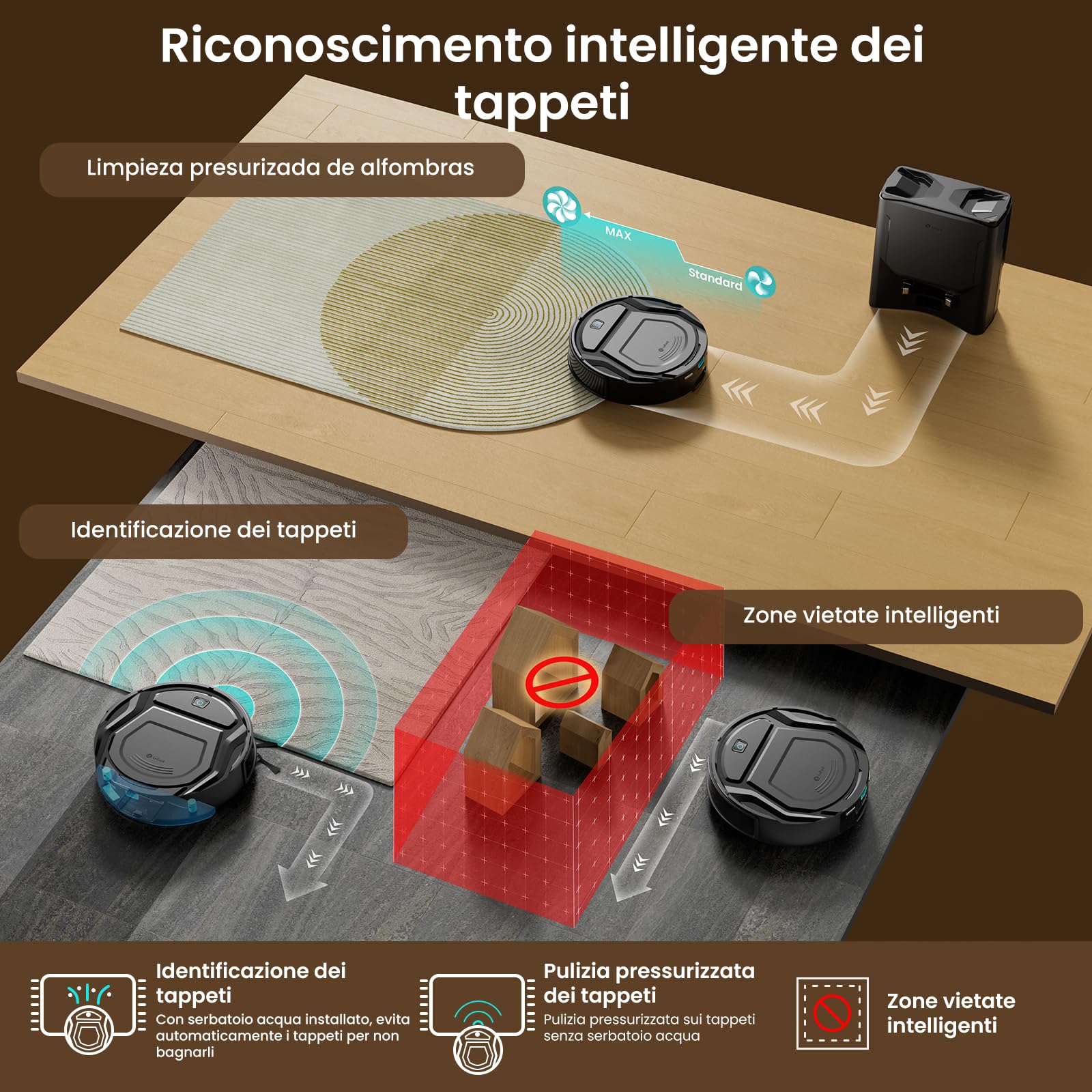 Lefant M210 PLUS Robot Aspirapolvere con Mappatura Laser ToF, 6000Pa, Ultrasottile 8cm, 150 Min, Senza Grovigli, Stazione di Raccolta Automatica 2L, Wi-Fi/APP/Alexa, Nero