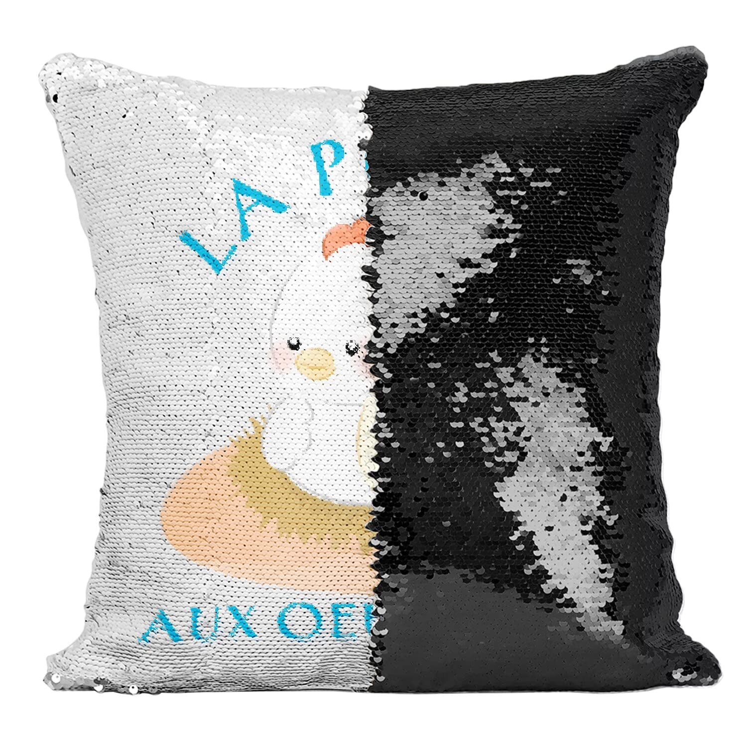 Housse sequin paillettes noir amovible avec coussin enfant