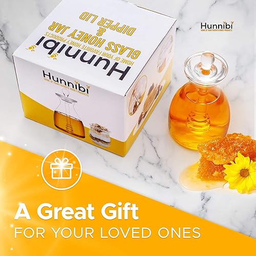 Miniatura 5 de Hunnibi Tarro de miel hecho a mano con gotero, vaso de miel hecho en vidrio y olla de miel - Dispensador de miel