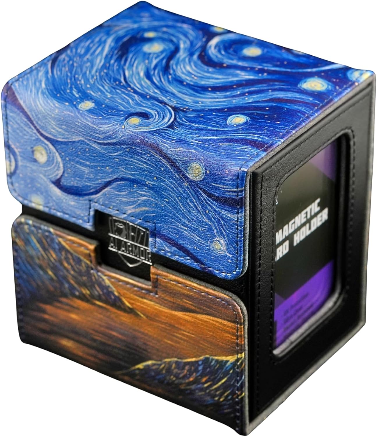 TCG/MTG Commander 100+ Card Art Deck Box With Storage (Starry Starry Black Lotus)