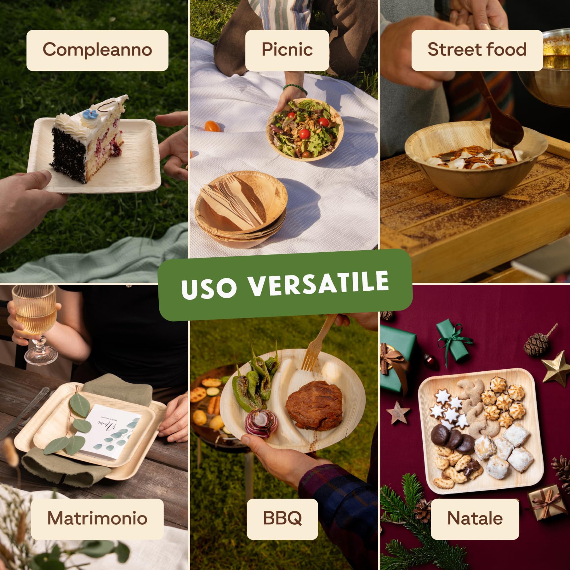 Leef® Piatti foglia di Palma [23 x 16 cm] piatti usa e getta come alternativa ai piatti carta [50 pz] piatti di carta eleganti come piatti carta compleanno | piatti compostabili finger food