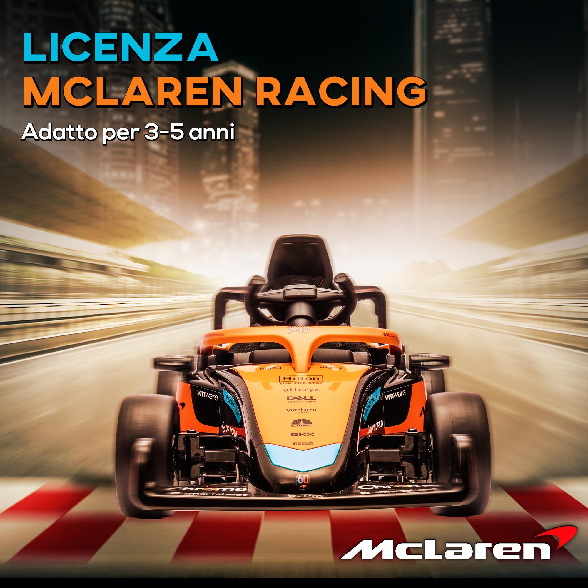 AIYAPLAY 12V Macchina Elettrica per Bambini 3-5 Anni McLaren F1 Arancione | Con Licenza, Macchinina Elettrica con Sospensione, 2.4G Telecomando, Musica, MP3 e Clacson, in PP e Acciaio Inox