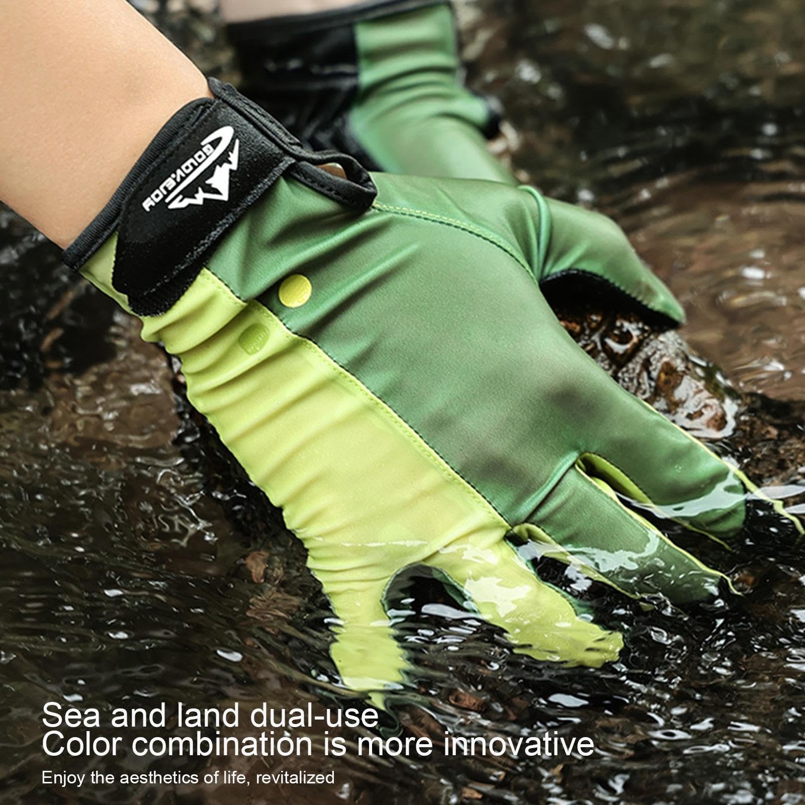 Tauchhandschuhe | Schwimmhandschuhe | Wasserdichte Handschuhe mit verstellbarem Klebstoff, doppelseitige Verwendung von Land und Meer, verdickte Handflächen und Fingerspitzen zum Tauchen, Klettern,