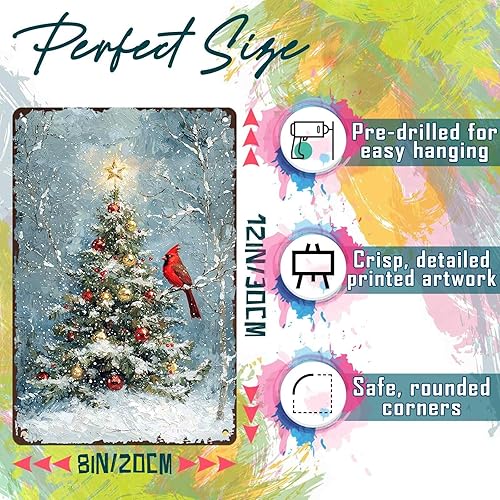 Miniatura 2 de Letrero de metal con diseño de árbol de Navidad para decoración de pared del hogar, decoración de Navidad, 8 x 12 pulgadas
