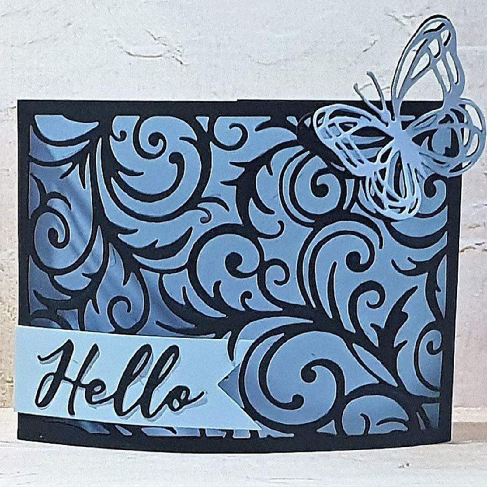 XIXKOLYU Fustelle 3D per realizzare biglietti, set di carte pop-up rettangolari regalo, banner fiabesco, stencil per goffratura per scrapbooking