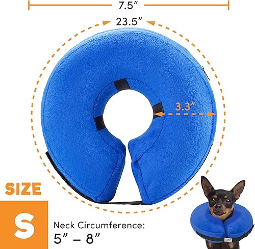 Miniatura 3 de Paquete de 2 unidades, color azul, mediano y pequeño (collar de perro de recuperación de protección suave posoperatoria, antimordeduras y arañazos