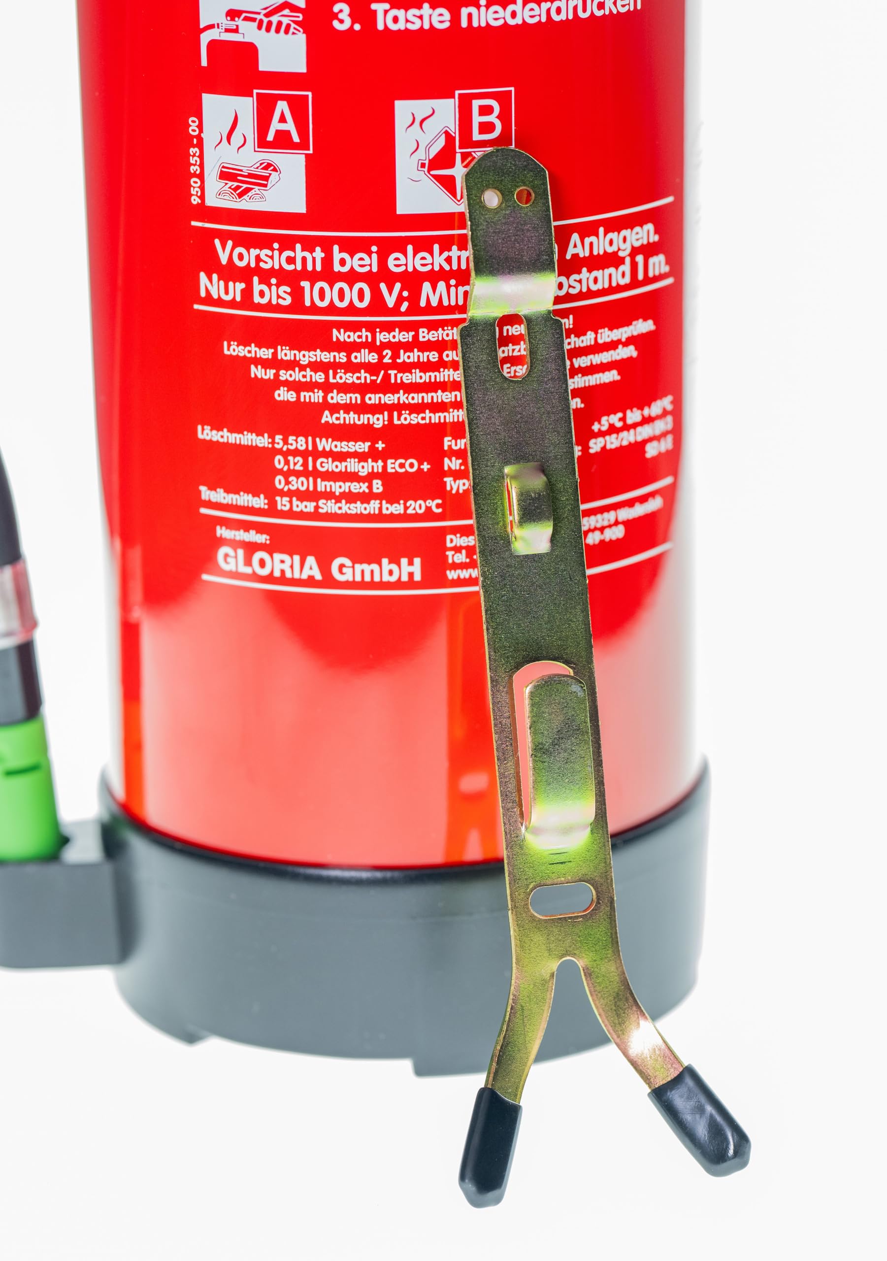 Protex – Schaum-Feuerlöscher SD6 E – 6 Liter – fluorfrei – für die Brandklassen A und B – nach DIN EN 3 – 11 kg – mit praktischer Halterung – mit Prüfplakette – Made in EU