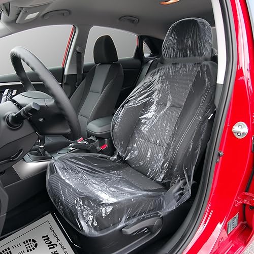 Miniatura 4 de Juego de 100 fundas de asiento desechables para automóviles y 100 alfombrillas desechables para automóvil, fundas de asiento de plástico,