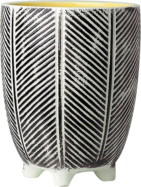 Leaf Ceramic Planters, Black, 19cm