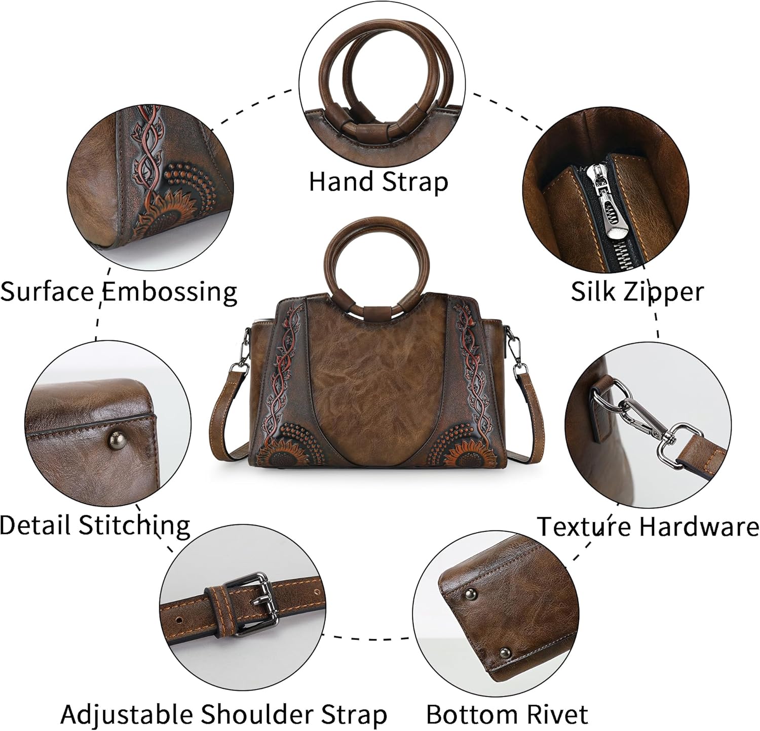 Women Satchel Handbags Crossbody Bag Top Handle Purse ans Hanbags Leather Shoulder Bag Hobo Medium Size Tote - Image 4