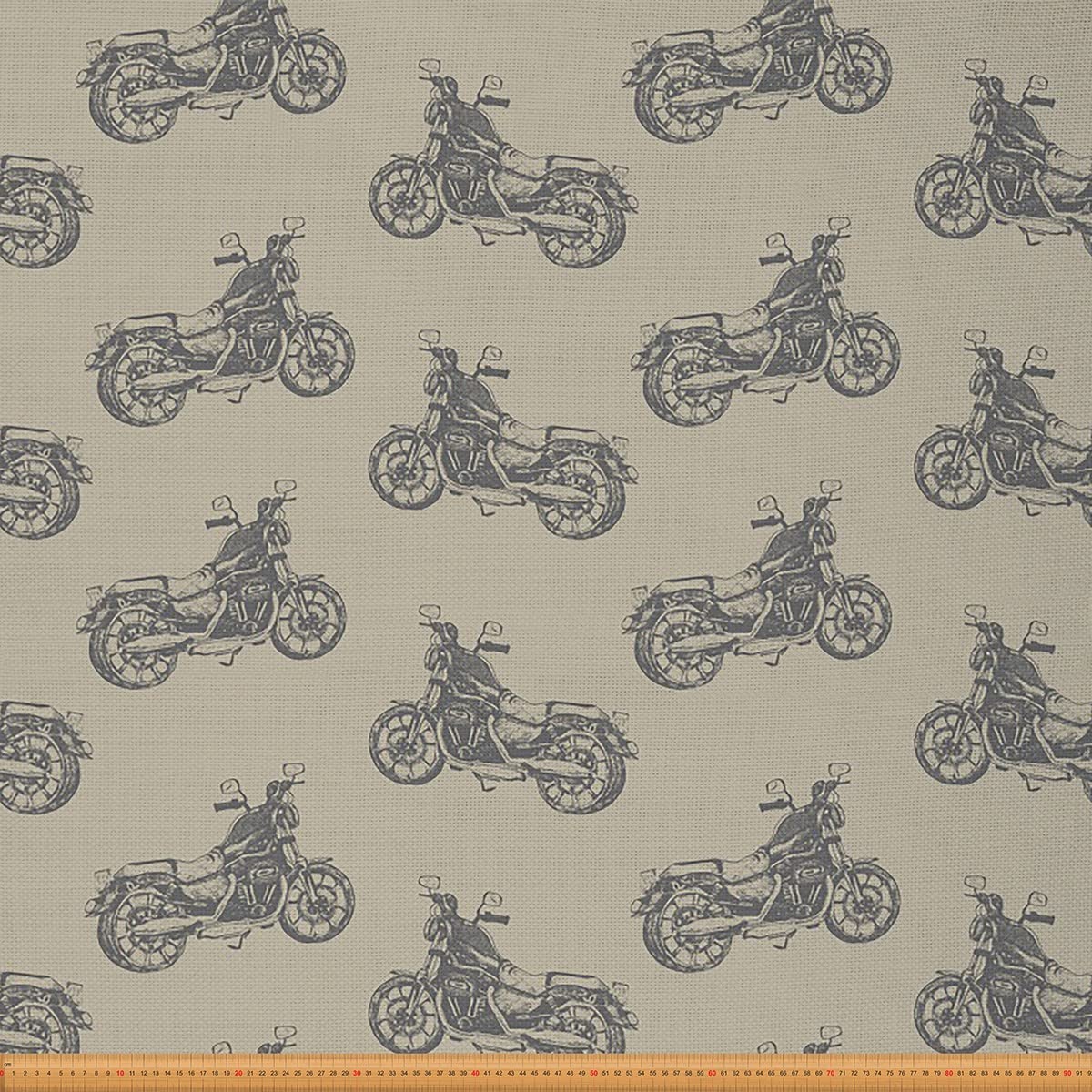 Loussiesd Motorcycle Fabric by The Yard,Extreme Sports Motorbike Upholstery Fabric for Chairs,Vintage Racing Motocross Rider Waterproof Outdoor Fabric,5 Yard,(L460*W150cm) Beige Grey