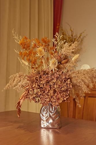 mnmnzfzf 45 ramos de flores secas bohemias naturales, hortensias de hierba de pampa marrón, boda, decoración de sala de estar, mesa familiar de
