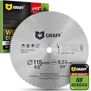 4-1/2 Inch Circular Saw Blade for Wood, Plywood, Laminate, Drywall, Plastic – 120T Wood Cutting Circular Saw Blade with 3/8 Inch Arbor from GRAFF