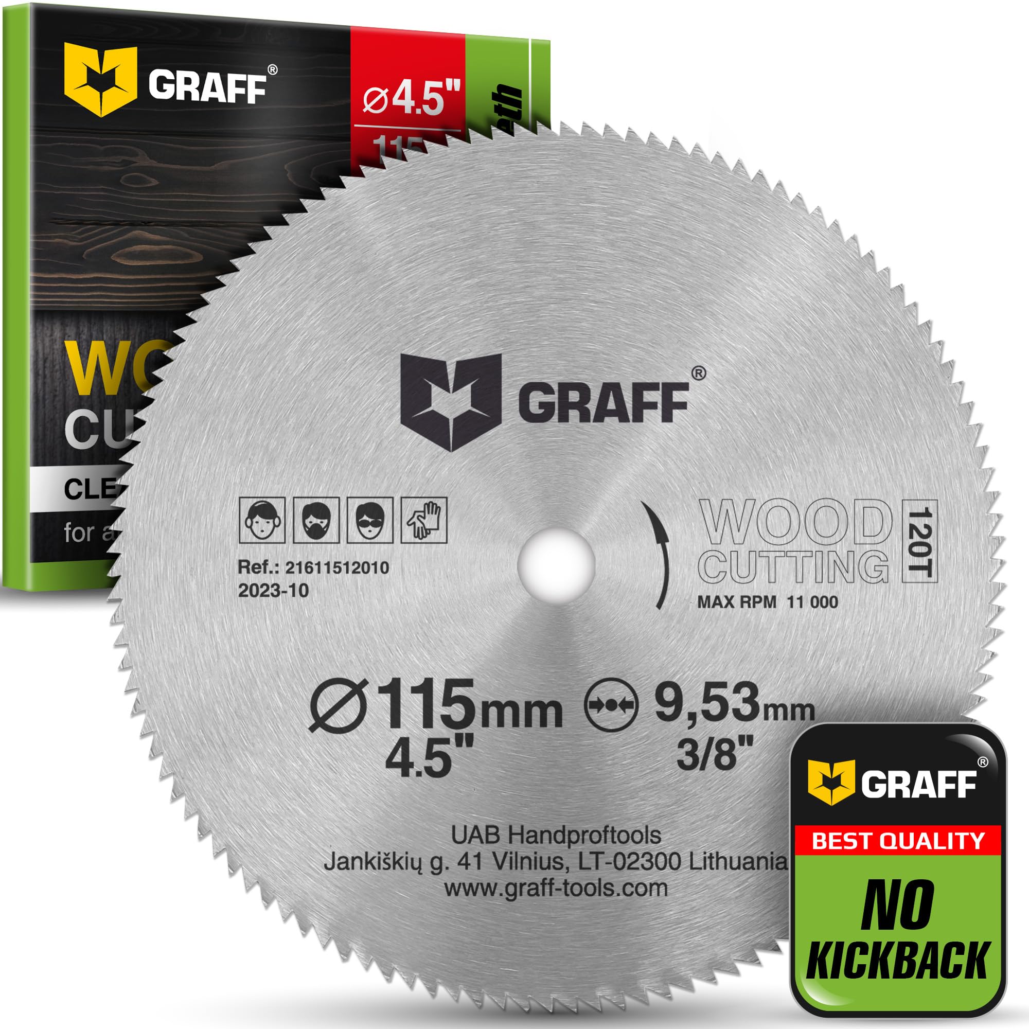 Lame de scie circulaire de 10,4 cm pour bois, contreplaqué, stratifié, cloison sèche, plastique - Disque de coupe du bois 120T avec tige de 3/8" GRAFF