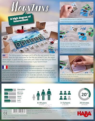 Miniatura 8 de HABA Mountains - Un juego de coleccionismo que requiere memoria, estrategia y un poco de suerte - para excursionistas de 2 a 5 años en adelante