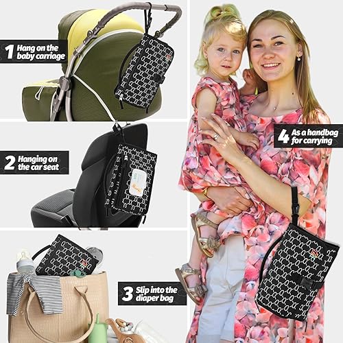 Miniatura 6 de Cambiador de pañales portátil, cambiador portátil con bolsillo para toallitas, cambiador de pañales impermeable, cambiador portátil para bebé,
