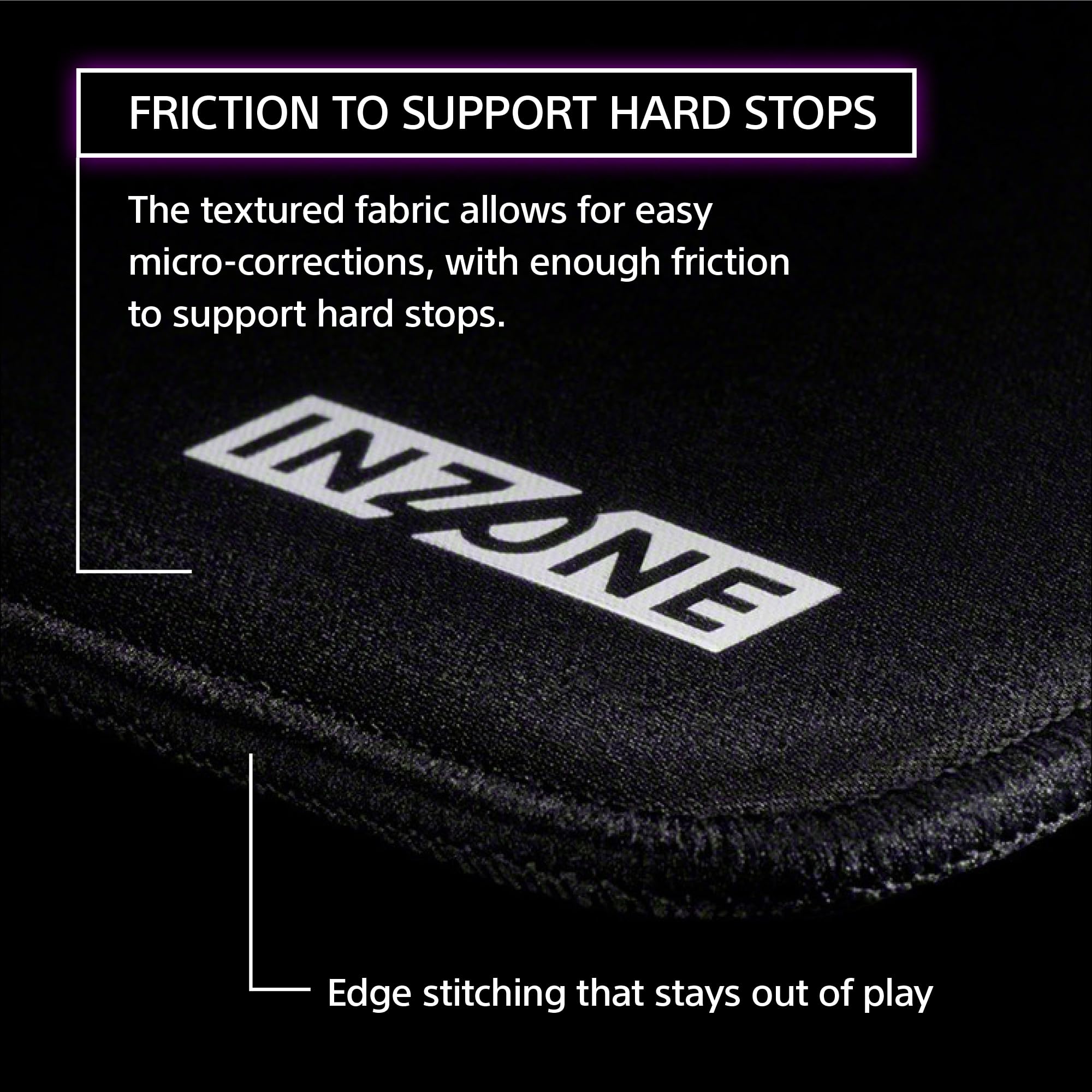 Sony INZONE Mat-F - Tappetino per mouse da gioco in tessuto di grandi dimensioni, cuscino spesso 6 mm, ad alto attrito, 480 x 400 mm, bordo cucito, base in gomma antiscivolo SlimFlex, sviluppato con