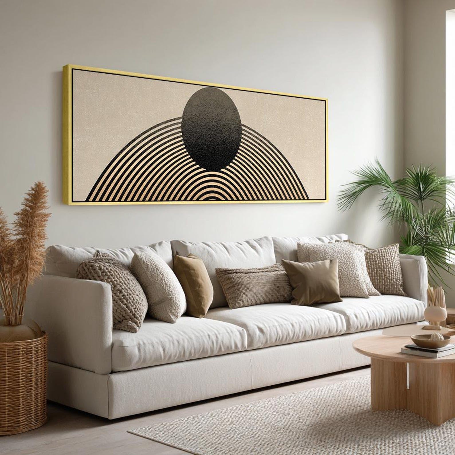 XBTYKPB Quadro astratto orizzontale stretto su tela, dipinto naturalistico su tela, incorniciato, stile giapponese, decorazione moderna per interni (55x110 cm/cornice interna)
