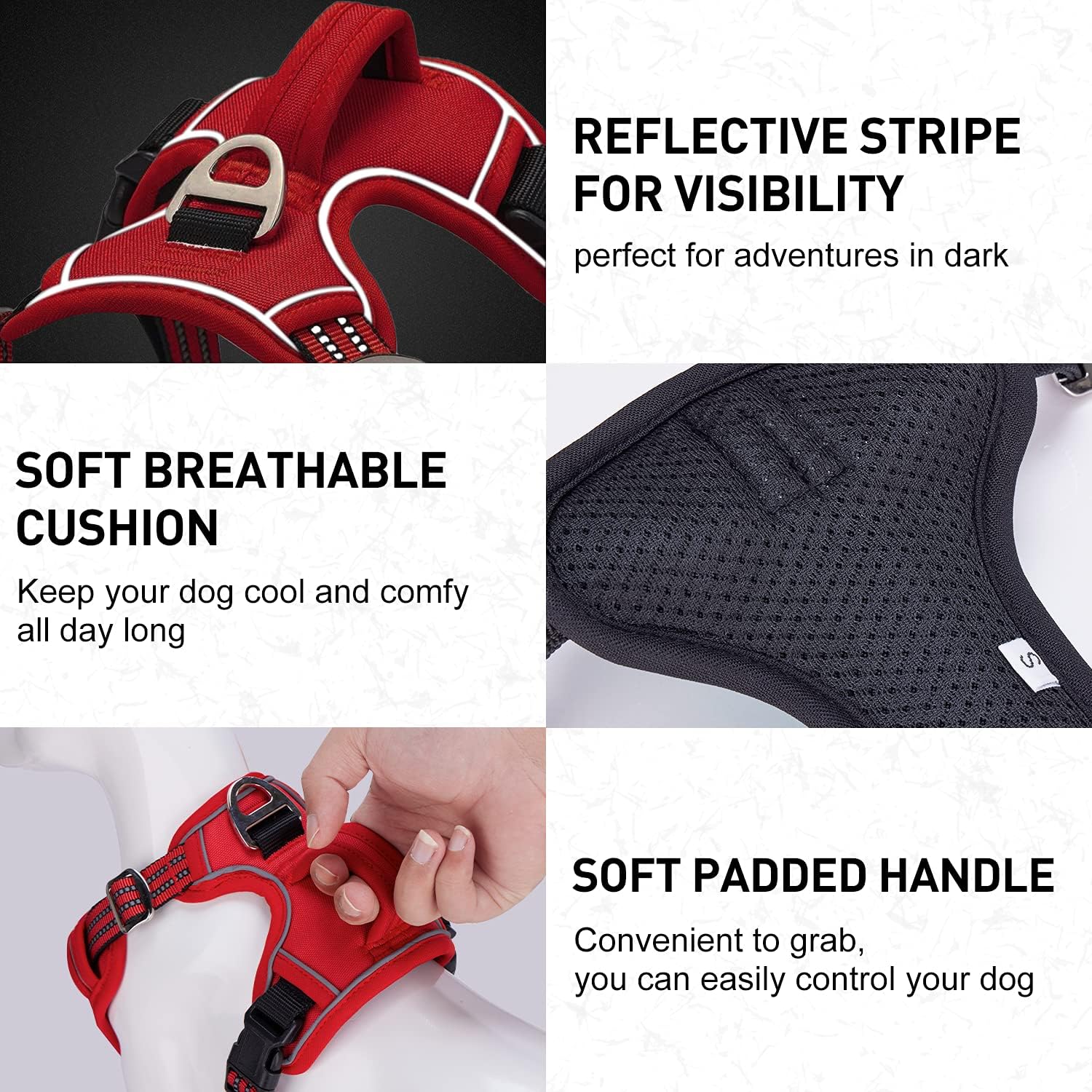 Dog Harness for Large Dogs No Pull with Handle 2 Metal Leash Clips, Adjustable Reflective Puppy Harness, Breathable Camo Oxford Padded Vest Easy Control Front Clip for Medium Large Dogs