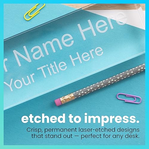 Miniatura 2 de Placa de identificación grabada con láser personalizada, bloque acrílico transparente de 2.5 x 8 pulgadas