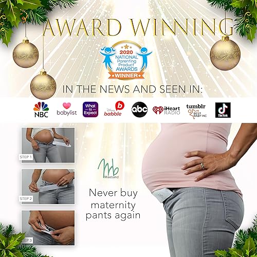 Miniatura 2 de Maeband faja de maternidad, cinturón de maternidad, extensor de cintura, ropa de embarazo, jeans de maternidad, L, Negro (Midnight black)