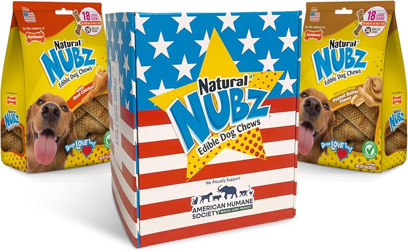 Petisco mastigável para cães Nylabone Nubz Grande, frango e manteiga de amendoim, 36 unidades