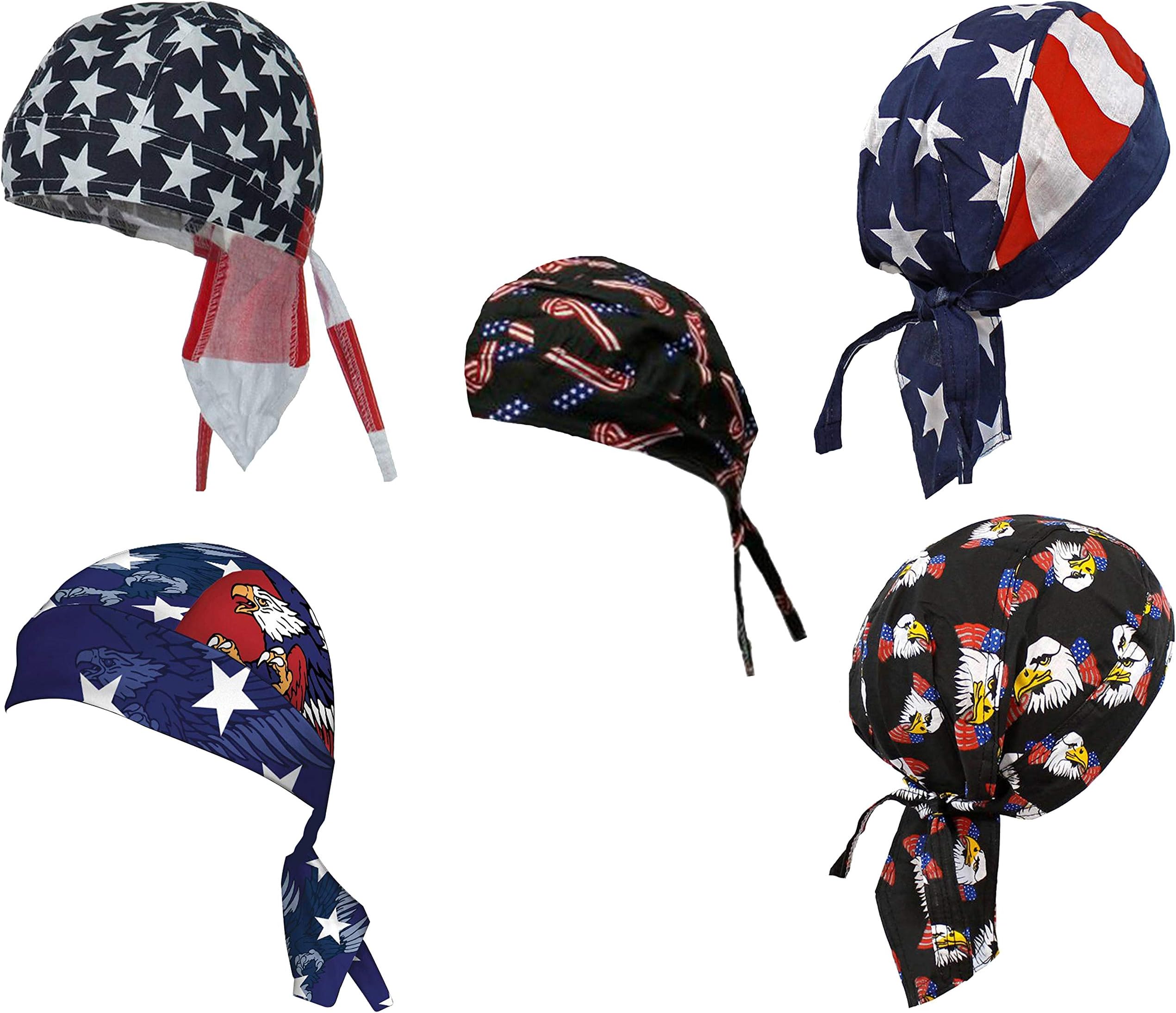 Patriotic Set 5 American Flag Bald Eagle DuRag Bandana Head Wrap Olympics USA