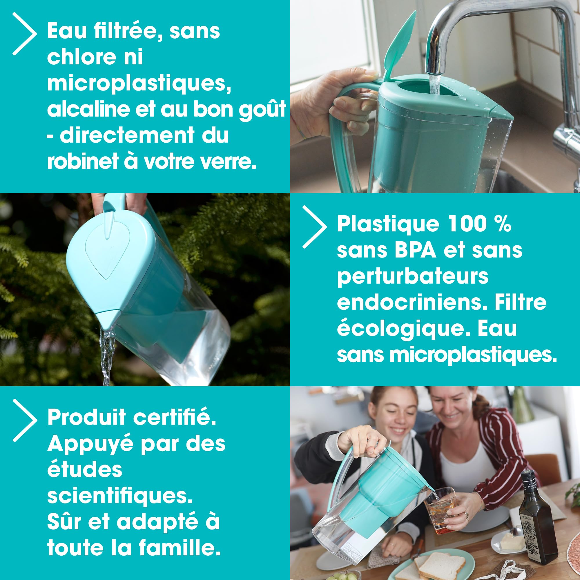 Pack 3 Filtres Alkanatur 400L par Filtre – Eau Alcaline Purifiée Réduit Chlore & Métaux Lourds – Antioxydants Naturels Filtres Sans BPA Compatibles Carafe Filtrante Alkanatur – Longue Durée Écologique
