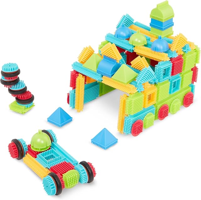 Battat- Bristle Blocks- STEM Interlocking Building Blocks- 112 pc Playset- Developmental Toys for Toddlers & Kid- Basic Builder Set- 2 Years +
