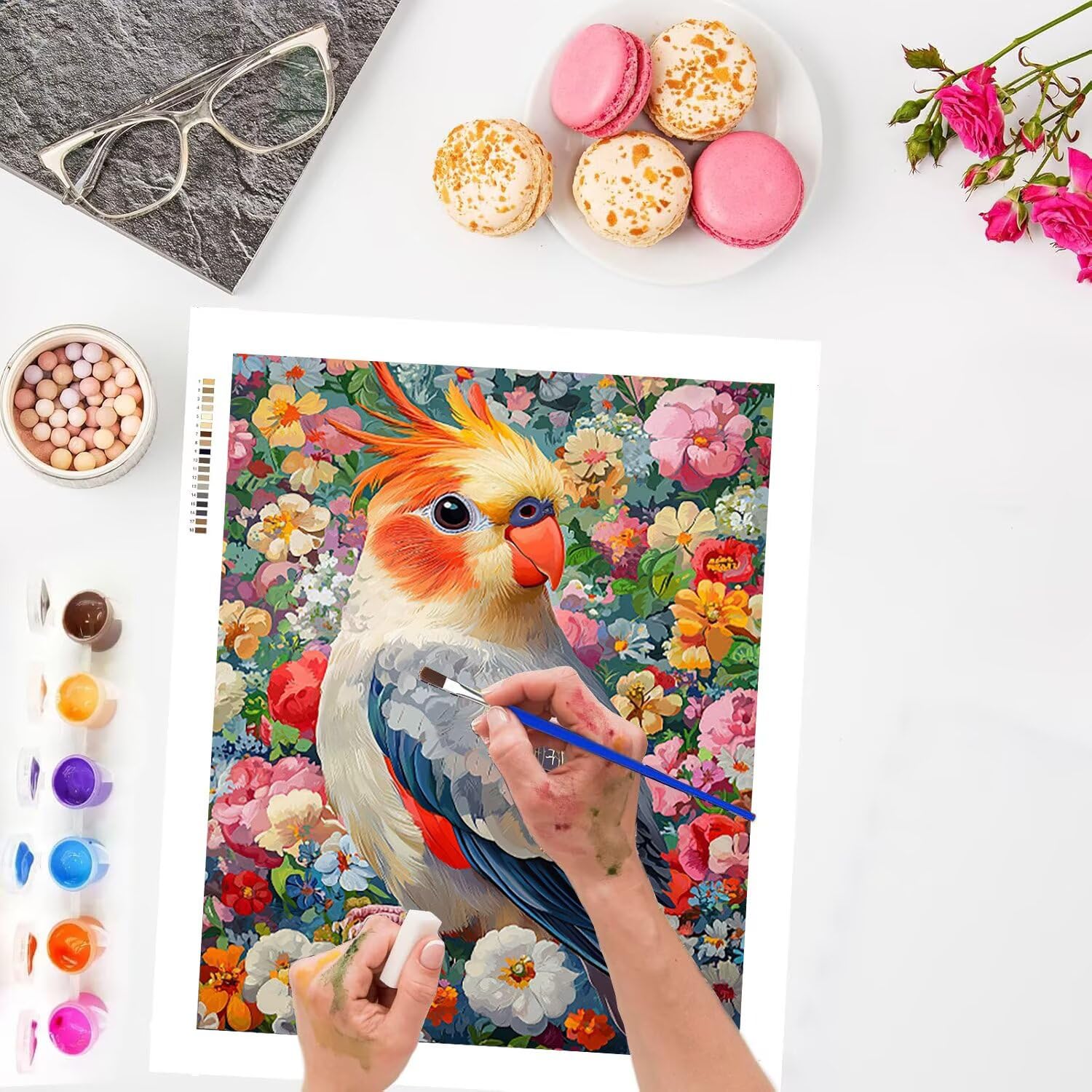 Pappagallo e fiori Dipingere con i Numeri per Adulti, 70x90cm a-1081