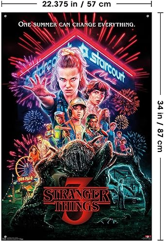 Miniatura 3 de Trends International Netflix Stranger Things: Season 3 - Póster de pared de una hoja, 22.37 x 34.00 pulgadas, paquete de póster y alfiler