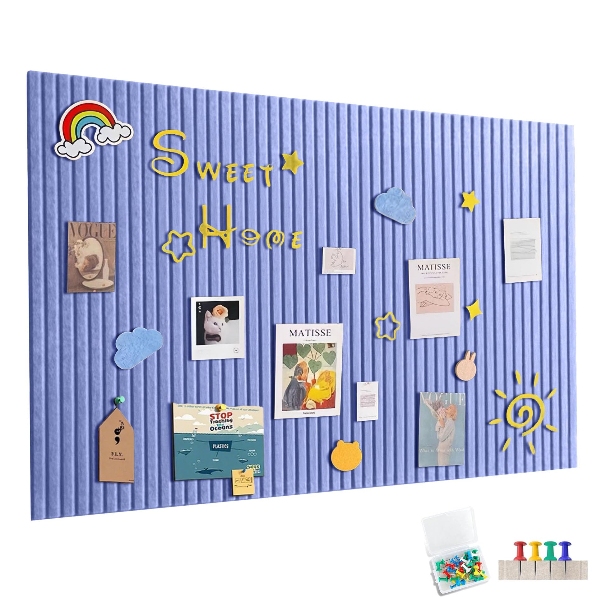 Large Felt Notice Board, Self-Adhesive, 60 x 40 cm Felt Board, Decorative Felt Notice Board, 0.11 cm Thick, Foldable Photo Board, Memo Boards, Bulletin Board, Wall Decoration for Office, Kitchen