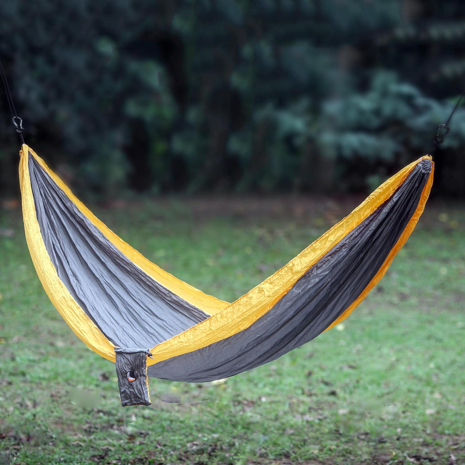 NOVICA Grey with Orange Trim Parachute Portable 1 Person Camping Hammock with Hanging Straps, 'Morning Dreams' (Single)