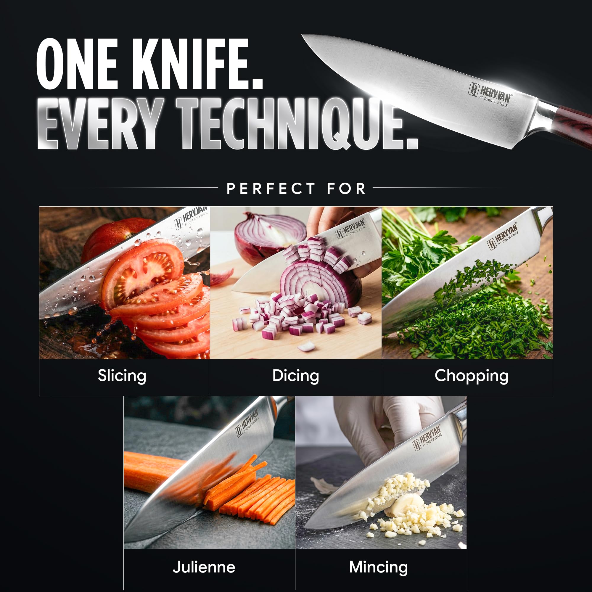 8 Inch Professional Chef Knife 13°–15° Edge German-Inspired Precision Blade High-Carbon Stainless Steel, Ergonomic Pakkawood Handle, Blade Guard and Gift Box for Home Cooks and Restaurants — Amazon image 7